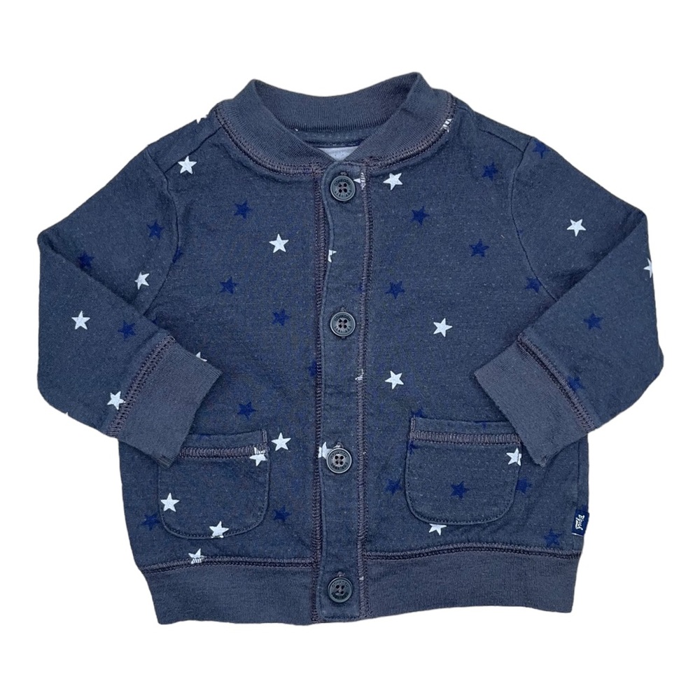 OshKosh Jersey Cardigan Stars Sweatshirt 3-6 Months Gray Blue